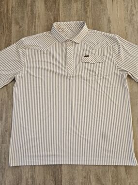 Iron Oak The Konrad Men's White & Gray Striped Pearl Snap Polo Shirt 2XL